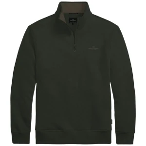Duża męska bluza ze stójką zapinana na krótki zamek Double Urban Outfitters MTOP-1082 ciemnozielona