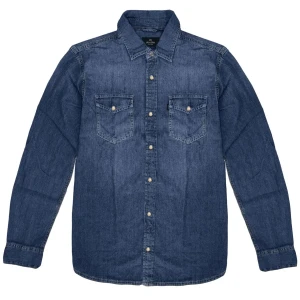 Duża męska koszula jeansowa z długim rękawem Double Urban Outfitters DS-5067 granatowa