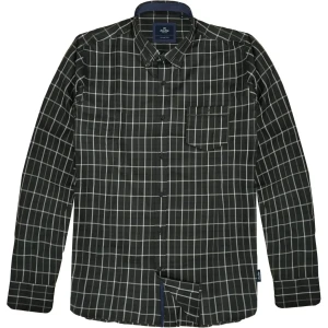 Duża męska koszula w kratę z długim rękawem Double Urban Outfitters GS-5132 ciemnozielona