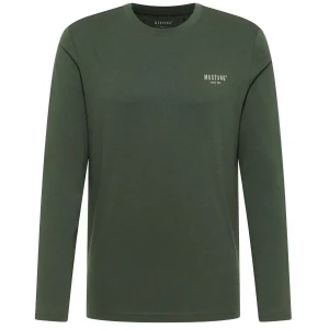 Duża męska koszulka z długim rękawem i napisem longsleeve Mustang 1017142-6476 zielona