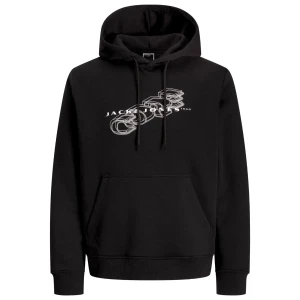 Duża męska bluza wkładana przez głowę z kapturem Jack & Jones  12292125 czarna
