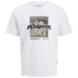 Duża męska koszulka krótki rękaw t-shirt z nadrukiem Jack & Jones 12287093 biały