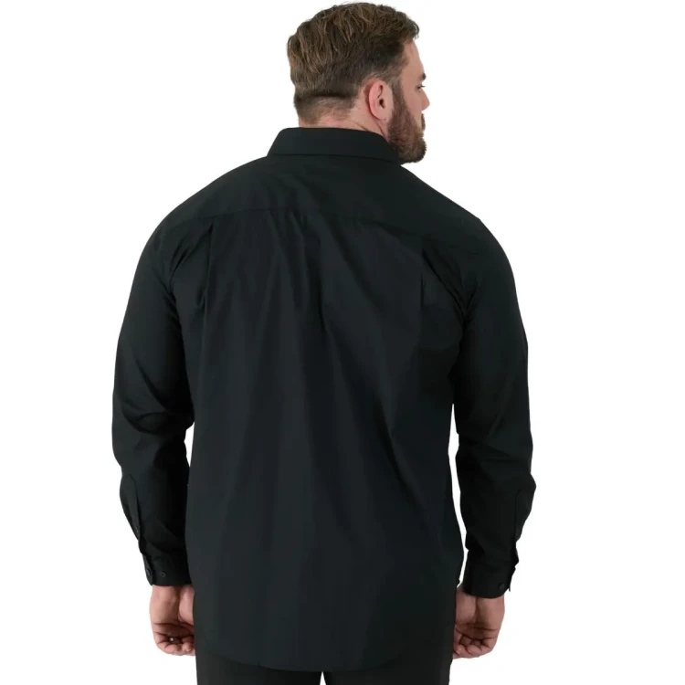 elegancka gladka czarna koszula dlugi rekaw 7xl