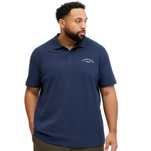 Duża męska polówka koszulka z kołnierzykiem Jack & Jones 12295974 granatowa