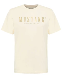Duża koszulka t-shirt męski z napisem Mustang 1017378-2013 kremowy
