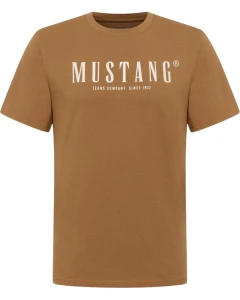 Duża koszulka t-shirt męski z napisem Mustang 1017378-3145 jasnobrązowy
