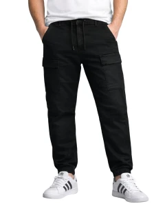 Duże męskie spodnie bojówki jeansy ze ściągaczami Double Urban Outfitters CCP-4077 czarne