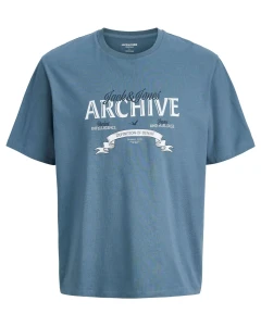 Duża męska koszulka z nadrukiem t-shirt Jack & Jones 12294516 niebieski