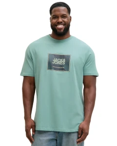 Duża męska koszulka z nadrukiem t-shirt Jack & Jones 12295987 miętowy