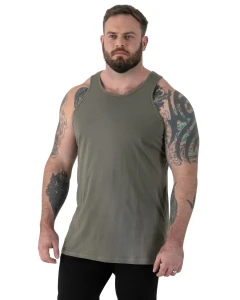 Duża męska koszulka bokserka na ramiączkach Duke D555 Fabio khaki