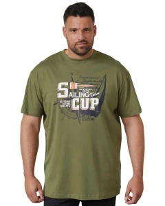 Duży męski t-shirt z nadrukiem 61119-0660 North Latitude zielony