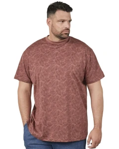 Duży męski wzorzysty t-shirt koszulka z krótkim rękawem North Latitude 61318-0740 brązowa
