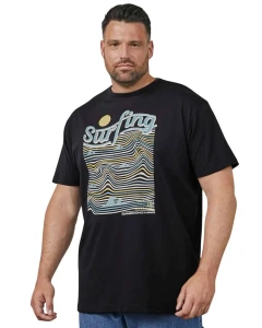Duży męski t-shirt z efektownym nadrukiem koszulka z krótkim rękawem North Latitude 61359-0099 czarna