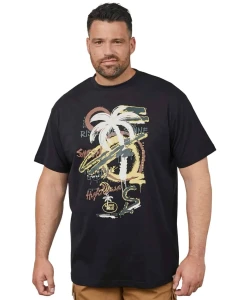 Duży męski t-shirt z wakacyjnym nadrukiem koszulka z krótkim rękawem North Latitude 61360-0099 czarna