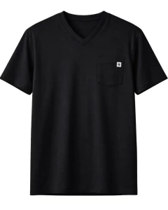 Duży męski gładki t-shirt koszulka z kieszonką North Latitude 61322-0099 czarna