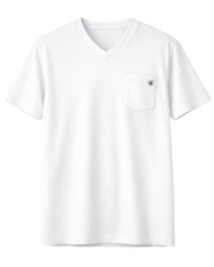 Duży męski gładki t-shirt koszulka z kieszonką North Latitude 61322-0000 biała