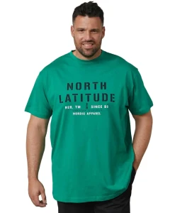 Duży męski t-shirt z napisami koszulka z krótkim rękawem North Latitude 61135-0600 zielona