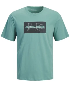 Duża męska koszulka z nadrukiem t-shirt Jack & Jones 12295973 miętowy