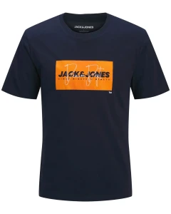 Duża męska koszulka z nadrukiem t-shirt Jack & Jones 12295973 granatowy