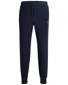 Duże męskie spodnie dresowe ze ściągaczami Jack & Jones 12296016  granatowe