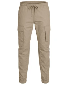 Duże męskie spodnie bojówki ze ściągaczami Jack & Jones 12294283 beżowe