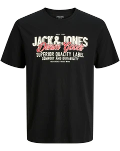 Duża męska koszulka z nadrukiem t-shirt Jack & Jones 12284905 czarny