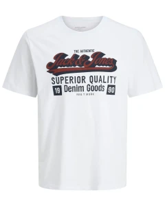 Duża męska koszulka z nadrukiem t-shirt Jack & Jones 12284905 biały
