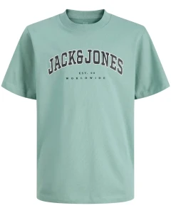Duża męska koszulka bawełniana t-shirt z napisami Jack & Jones 12258871 miętowy