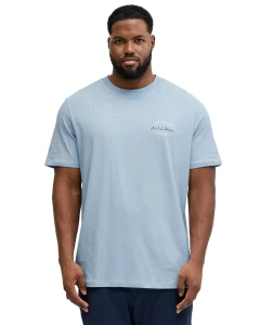 Duża męska koszulka krótki rękaw t-shirt z subtelnym napisem Jack & Jones 12289681 błękitny