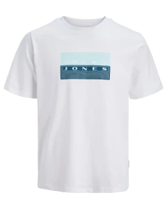 Duża męska koszulka z krótkim rękawem t-shirt z nadrukiem Jack & Jones 12297140 biały
