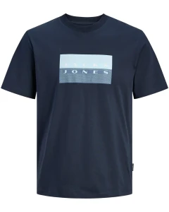 Duża męska koszulka z krótkim rękawem t-shirt z nadrukiem Jack & Jones 12297140 granatowy