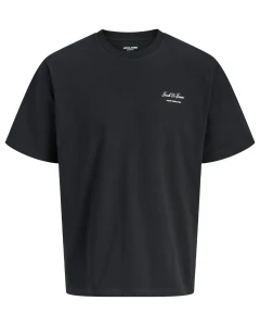 Duża męska koszulka z krótkim rękawem t-shirt z subtelnym napisem Jack & Jones 12289683 czarny