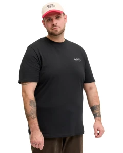 Duża męska koszulka z krótkim rękawem t-shirt z subtelnym napisem Jack & Jones 12289683 czarny