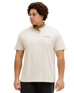 Duża męska koszulka z krótkim rękawem t-shirt z subtelnym napisem Jack & Jones 12289683 beżowy