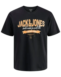 Duża męska koszulka z krótkim rękawem t-shirt z efektownym nadrukiem Jack & Jones 12289691 czarny 