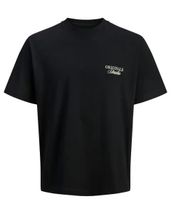Duża męska koszulka krótki rękaw t-shirt z nadrukiem na plecach Jack & Jones 12288197 czarny