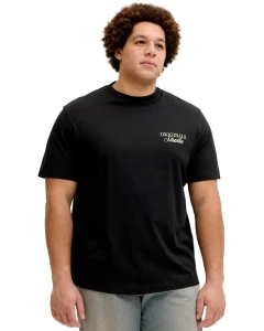 Duża męska koszulka krótki rękaw t-shirt z nadrukiem na plecach Jack & Jones 12288197 czarny