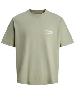 Duża męska koszulka krótki rękaw t-shirt z nadrukiem na plecach Jack & Jones 12288197 khaki
