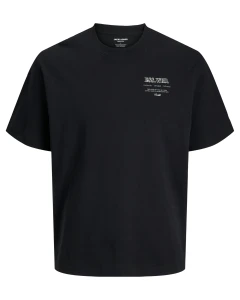 Duża męska koszulka krótki rękaw t-shirt z efektownym nadrukiem na plecach Jack & Jones 12279891 czarny