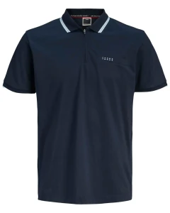 Duża męska koszulka polo z zamkiem Jack & Jones 12297139 granatowa
