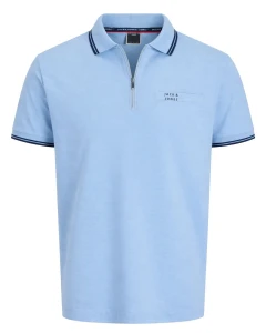 Duża męska koszulka polo z zamkiem Jack & Jones 12297139 błękitna