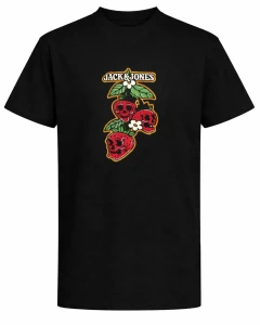 Duża męska koszulka z krótkim rękawem t-shirt z zabawnym nadrukiem Jack&Jones 12297246 czarny