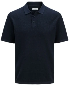 Duża męska strukturalna koszulka polo z kołnierzykiem Jack & Jones 12269087 granatowa