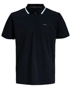 Duża męska koszulka polo z zamkiem Jack & Jones 12297139 czarna