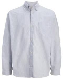 Duża koszula męska w delikatne paski długi rękaw Jack & Jones 12291898 błękitna