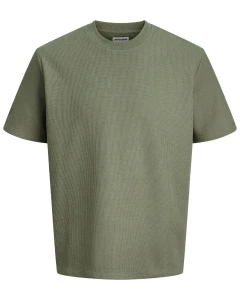 Duża męska koszulka strukturalna krótki rękaw t-shirt Jack & Jones 12294528 khaki