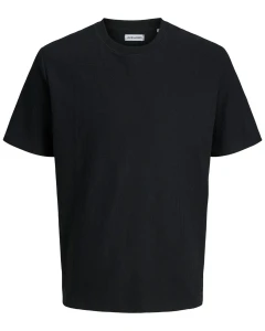 Duża męska koszulka strukturalna krótki rękaw t-shirt Jack & Jones 12294528 czarny
