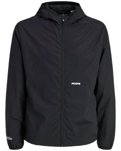 Duża męska kurtka wiatrówka przeciwdeszczowa z kapturem Jack & Jones 12292976 czarna