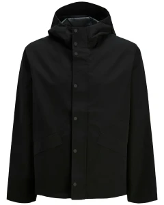 Duża męska kurtka przeciwdeszczowa z kapturem Jack & Jones 12293344 czarna 
