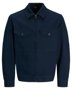 Duża męska lekka kurtka przejściowa z kołnierzykiem Jack & Jones 12294853 granatowa